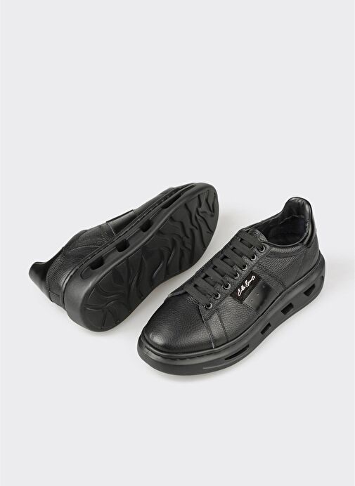 Siyah Deri Erkek Spor Ayakkabı - Görsel 4