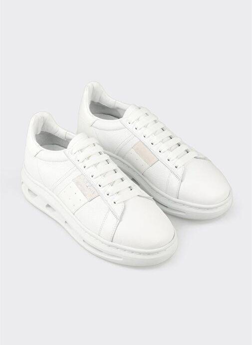 Beyaz Deri Erkek Spor Ayakkabı - Görsel 3