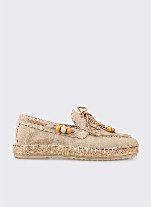 Bej Deri Kadın Günlük Ayakkabı - Görsel 2