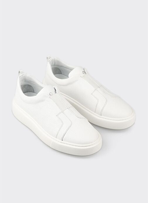Beyaz Deri Erkek Günlük Ayakkabı - Görsel 3