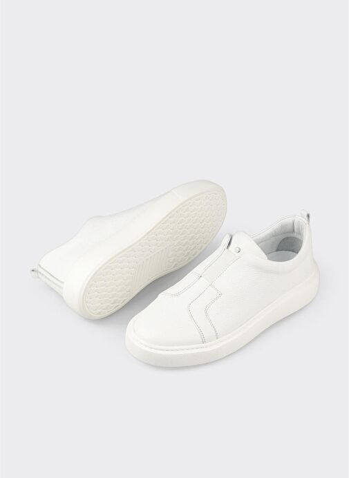 Beyaz Deri Erkek Günlük Ayakkabı - Görsel 4