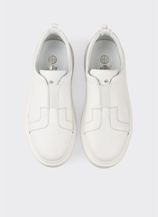 Beyaz Deri Erkek Günlük Ayakkabı - Görsel 5