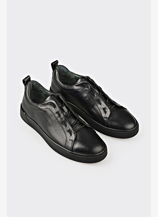 Siyah Deri Erkek Günlük Ayakkabı - Görsel 4