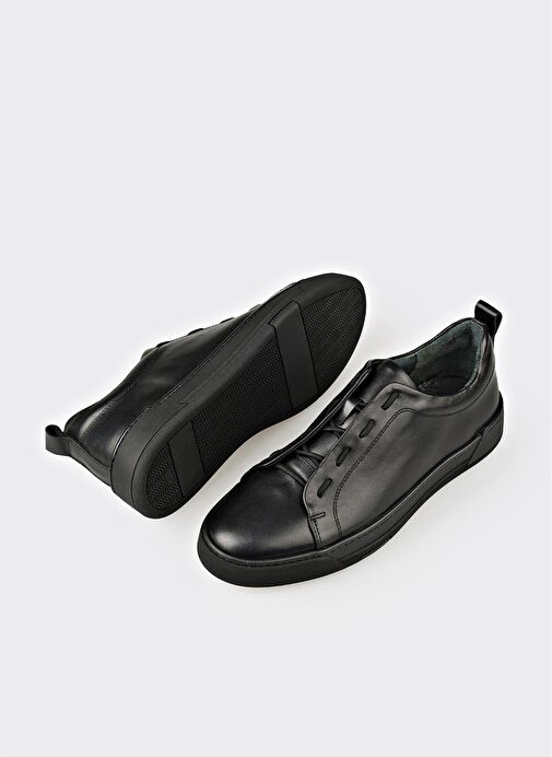 Siyah Deri Erkek Günlük Ayakkabı - Görsel 6