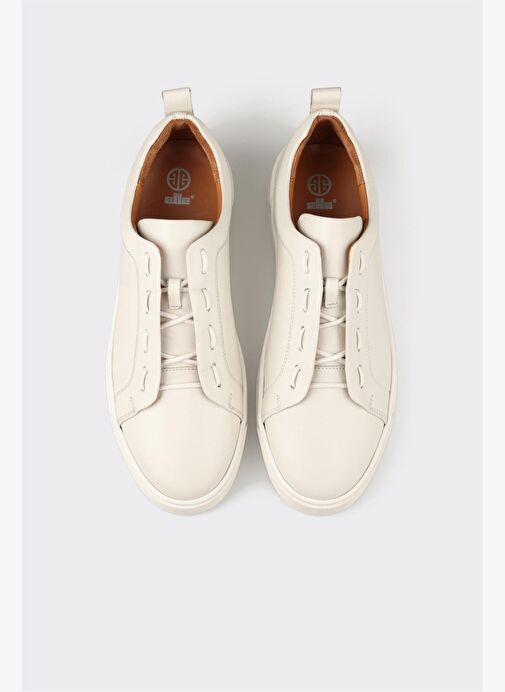 Ekru Deri Erkek Günlük Ayakkabı - Görsel 9