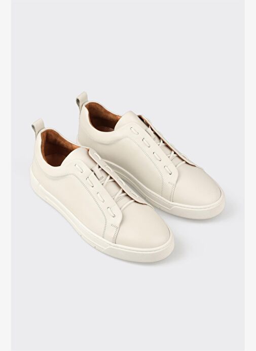 Ekru Deri Erkek Günlük Ayakkabı - Görsel 5
