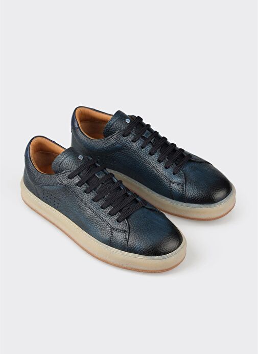 Lacivert Deri Erkek Spor Ayakkabı - Görsel 3
