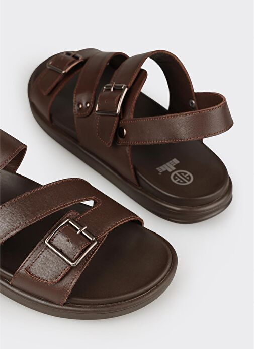 Kahve Deri Erkek Sandalet - Görsel 6