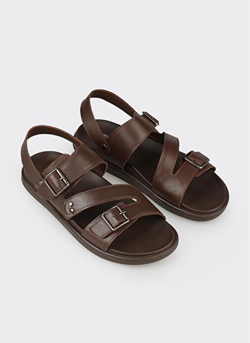 Kahve Deri Erkek Sandalet - Görsel 3