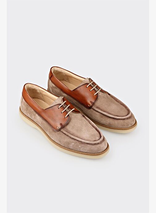 Bej Deri Erkek Günlük Ayakkabı - Görsel 3