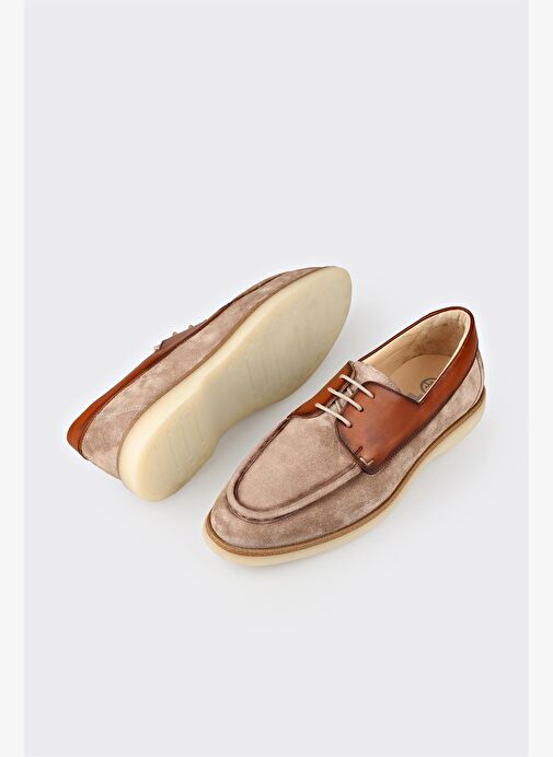 Bej Deri Erkek Günlük Ayakkabı - Görsel 4