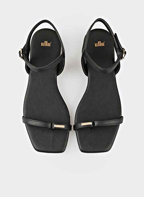 Siyah Deri Kadın Sandalet - Görsel 9