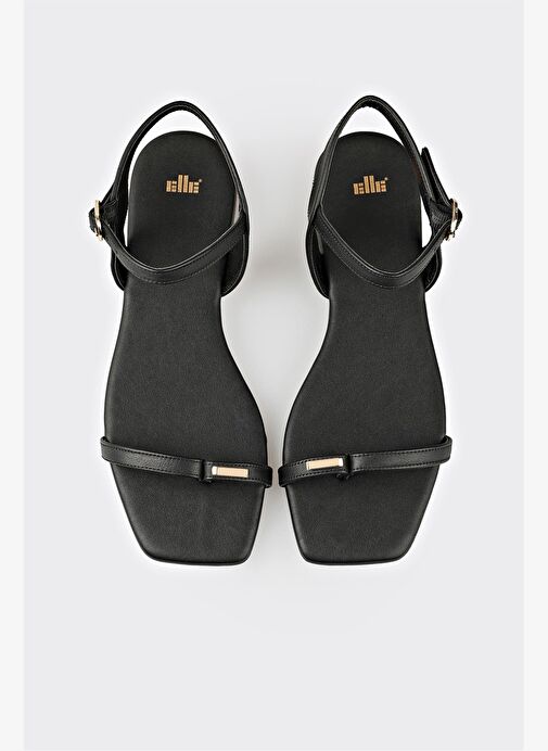 Siyah Deri Kadın Sandalet - Görsel 8