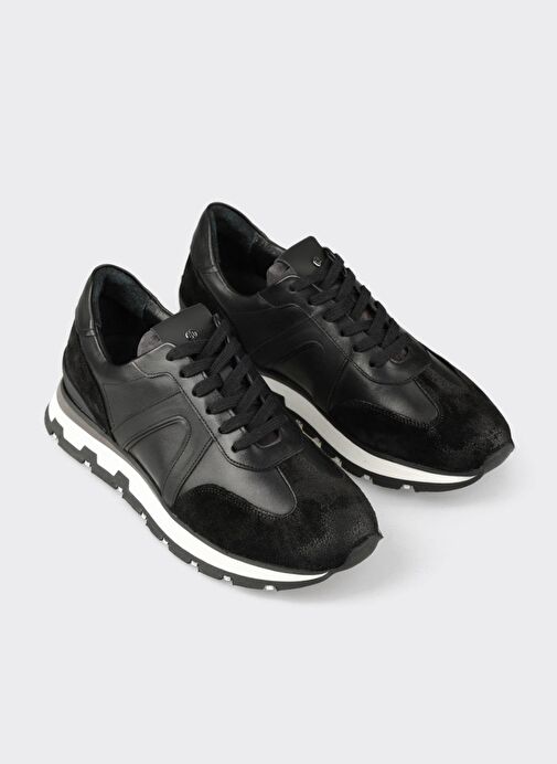 Siyah Deri Erkek Spor Ayakkabı - Görsel 3