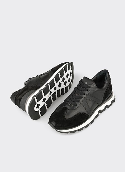 Siyah Deri Erkek Spor Ayakkabı - Görsel 4