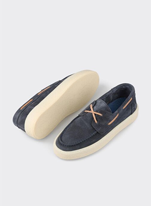 Lacivert Deri Kadın Günlük Ayakkabı - Görsel 4