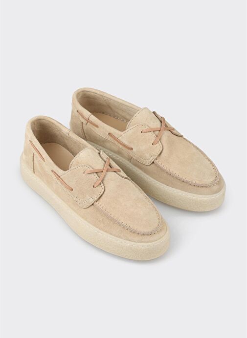 Ekru Deri Kadın Günlük Ayakkabı - Görsel 3