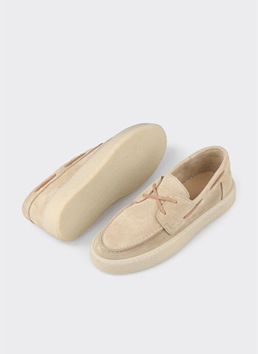 Ekru Deri Kadın Günlük Ayakkabı - Görsel 4