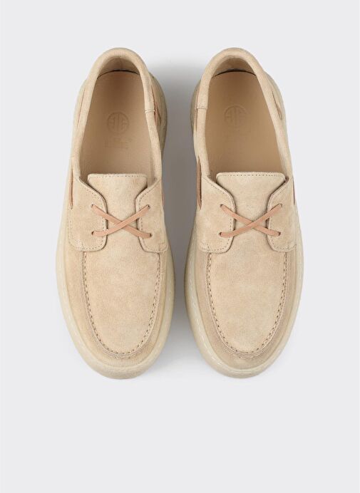 Ekru Deri Kadın Günlük Ayakkabı - Görsel 5