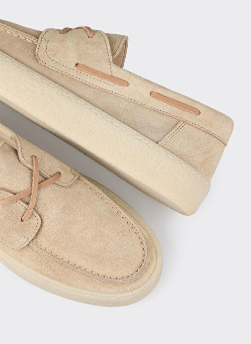 Ekru Deri Kadın Günlük Ayakkabı - Görsel 6