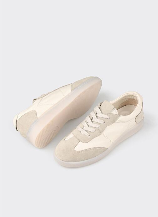 Bej Deri Kadın Spor Ayakkabı - Görsel 4
