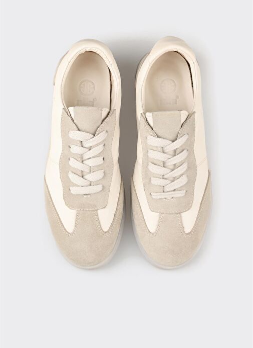 Bej Deri Kadın Spor Ayakkabı - Görsel 5