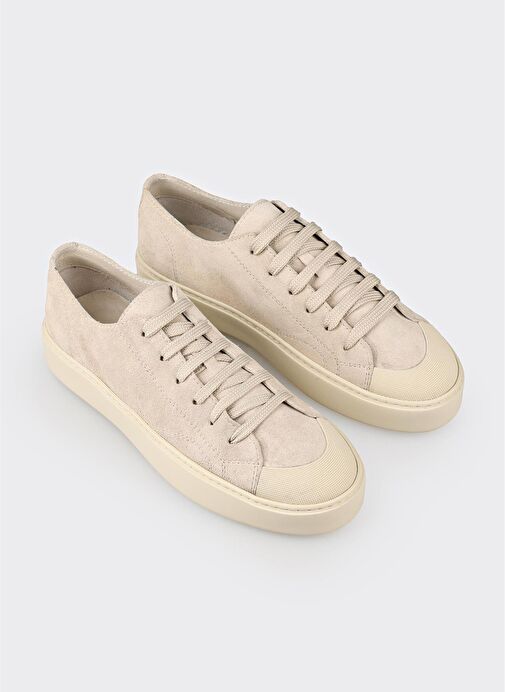 Bej Deri Kadın Spor Ayakkabı - Görsel 3