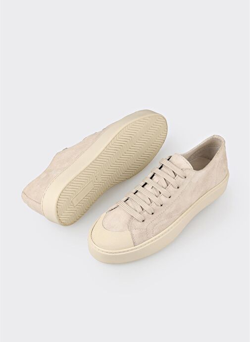 Bej Deri Kadın Spor Ayakkabı - Görsel 4