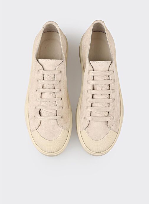 Bej Deri Kadın Spor Ayakkabı - Görsel 5