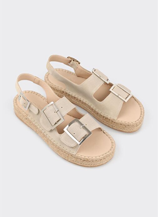 Bej Deri Kadın Espadril - Görsel 3