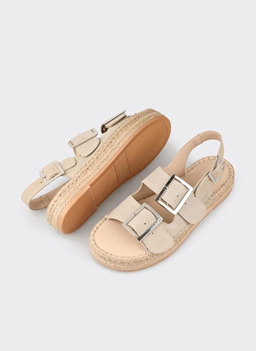 Bej Deri Kadın Espadril - Görsel 4