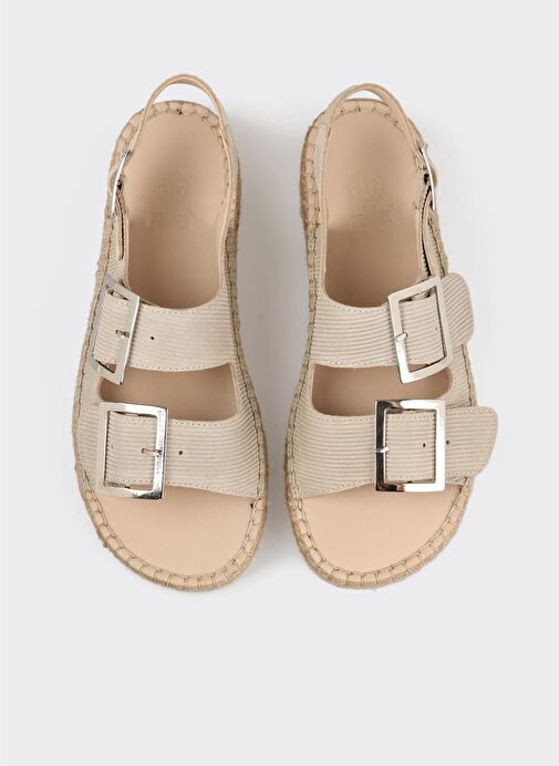 Bej Deri Kadın Espadril - Görsel 5