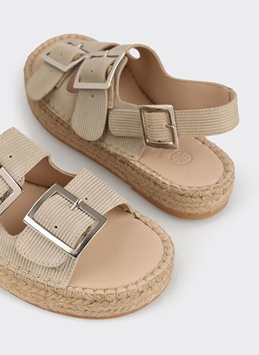 Bej Deri Kadın Espadril - Görsel 6