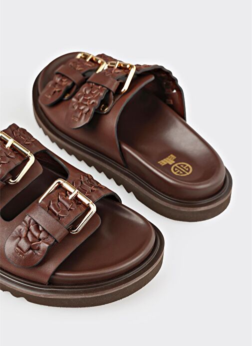 Kahve Deri Kadın Terlik - Görsel 6