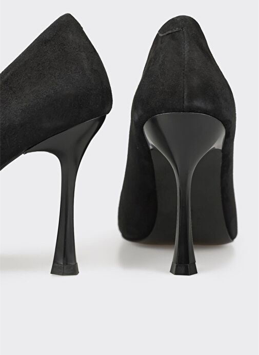 Siyah Deri Kadın Topuklu Ayakkabı - Görsel 5