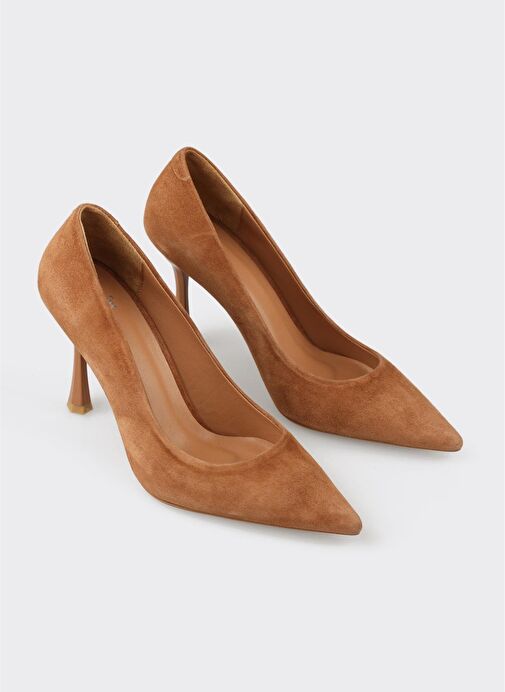 Taba Deri Kadın Topuklu Ayakkabı - Görsel 3