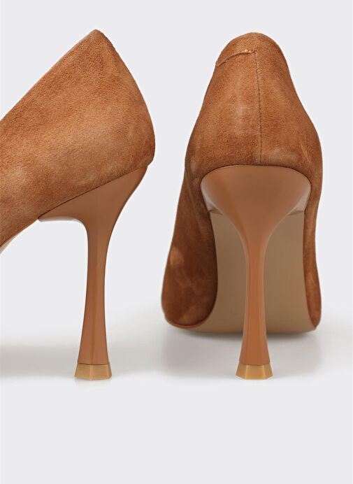 Taba Deri Kadın Topuklu Ayakkabı - Görsel 5