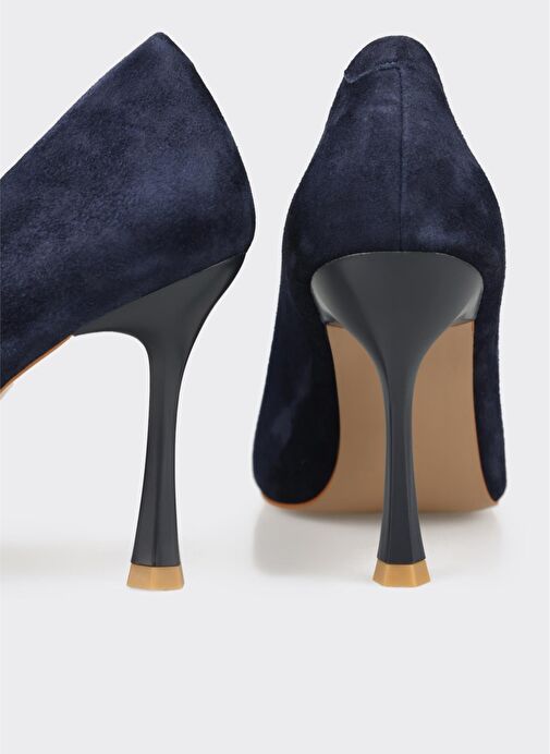 Lacivert Deri Kadın Topuklu Ayakkabı - Görsel 5