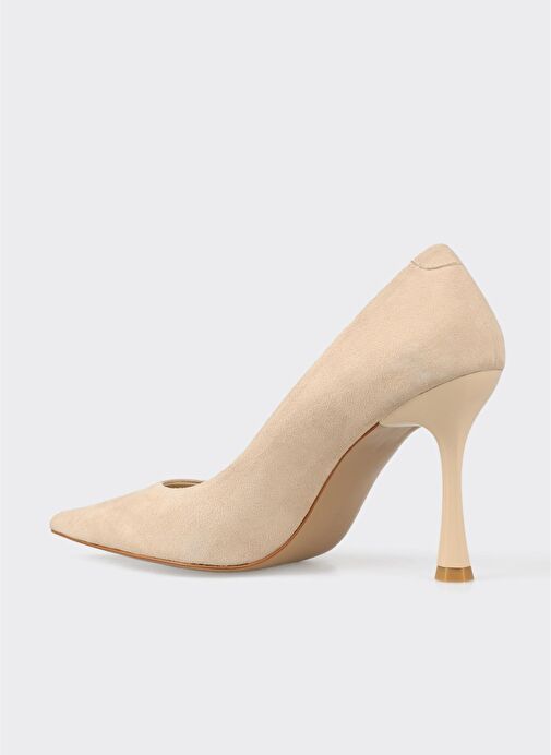 Bej Deri Kadın Topuklu Ayakkabı - Görsel 4