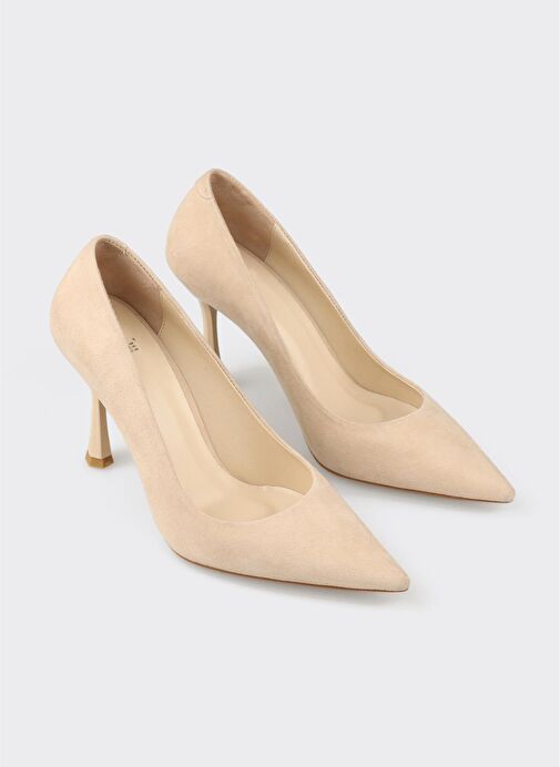 Bej Deri Kadın Topuklu Ayakkabı - Görsel 3