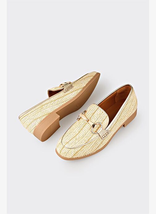 Bej Deri Kadın Günlük Ayakkabı - Görsel 7