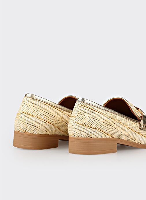 Bej Deri Kadın Günlük Ayakkabı - Görsel 2