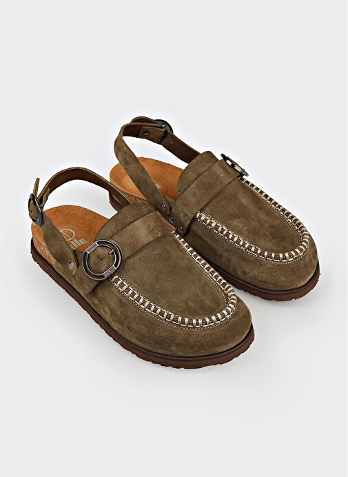 Yeşil Deri Kadın Terlik - Görsel 3