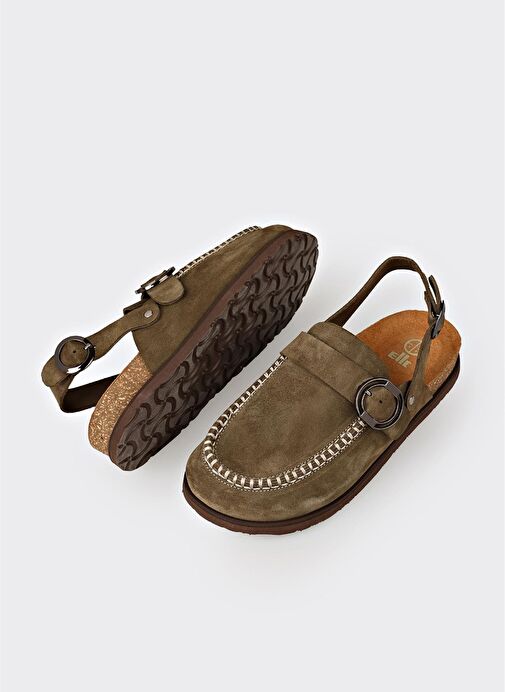 Yeşil Deri Kadın Terlik - Görsel 5