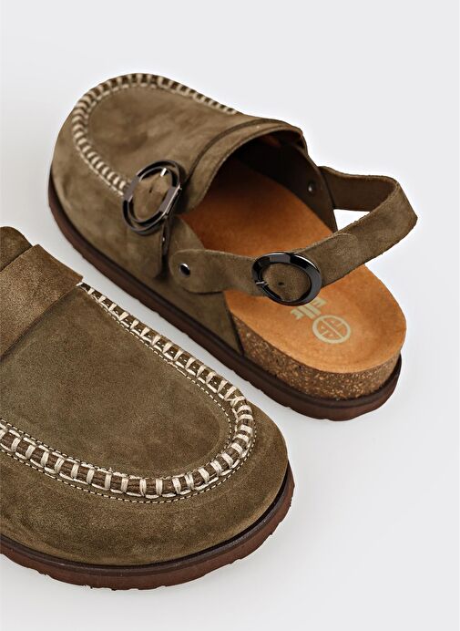 Yeşil Deri Kadın Terlik - Görsel 6