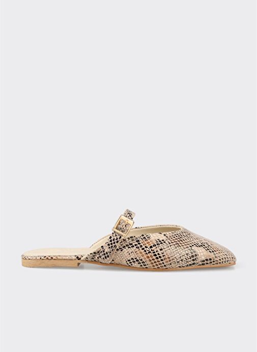 Bej Deri Kadın Terlik - Görsel 2