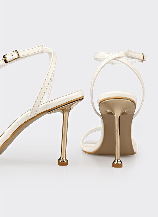 Beyaz Kadın Topuklu Sandalet - Görsel 5