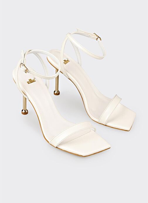 Beyaz Kadın Topuklu Sandalet - Görsel 3