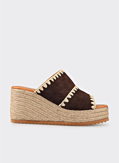 Kahve Deri Kadın Terlik - Görsel 2