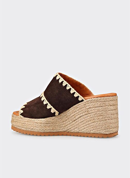 Kahve Deri Kadın Terlik - Görsel 5